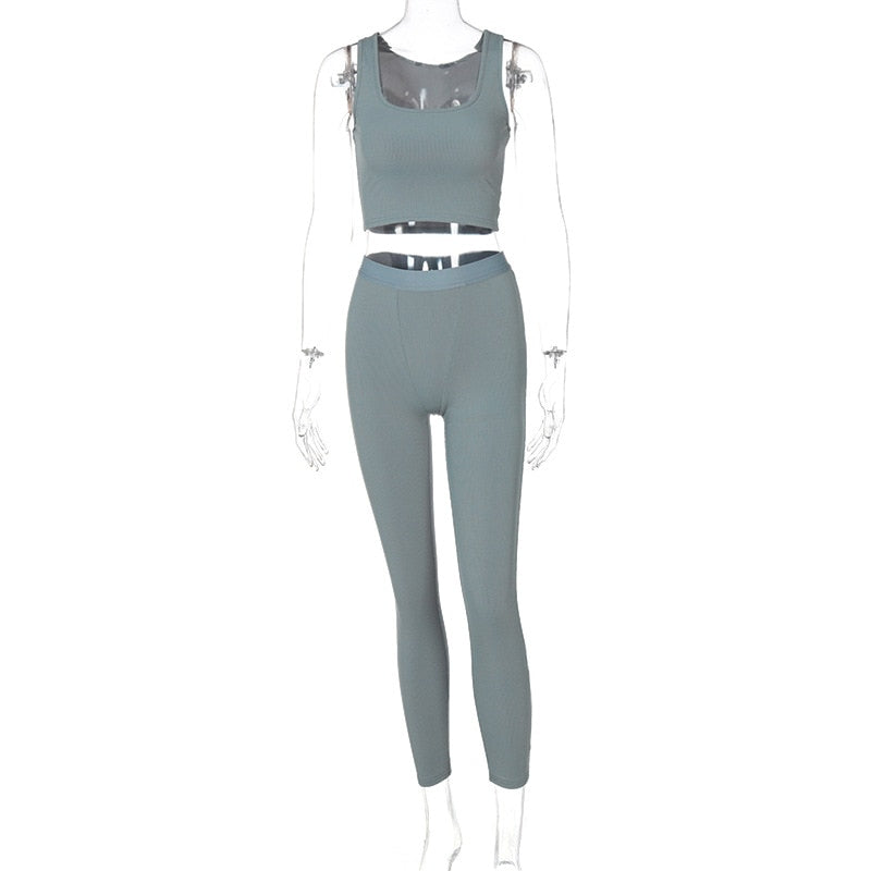 Two Piece Set Solid Pants Suit - PrimeX Collections