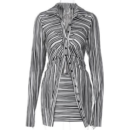Kendra Striped Two Piece Skirt Set - PrimeX Collections