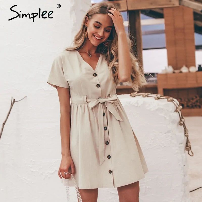 Short V-neck Summer Dresses - PrimeX Collections