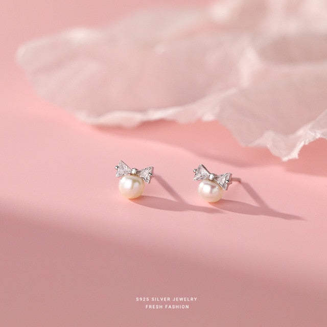Pearl Bow Sweet Stud Earrings - PrimeX Collections