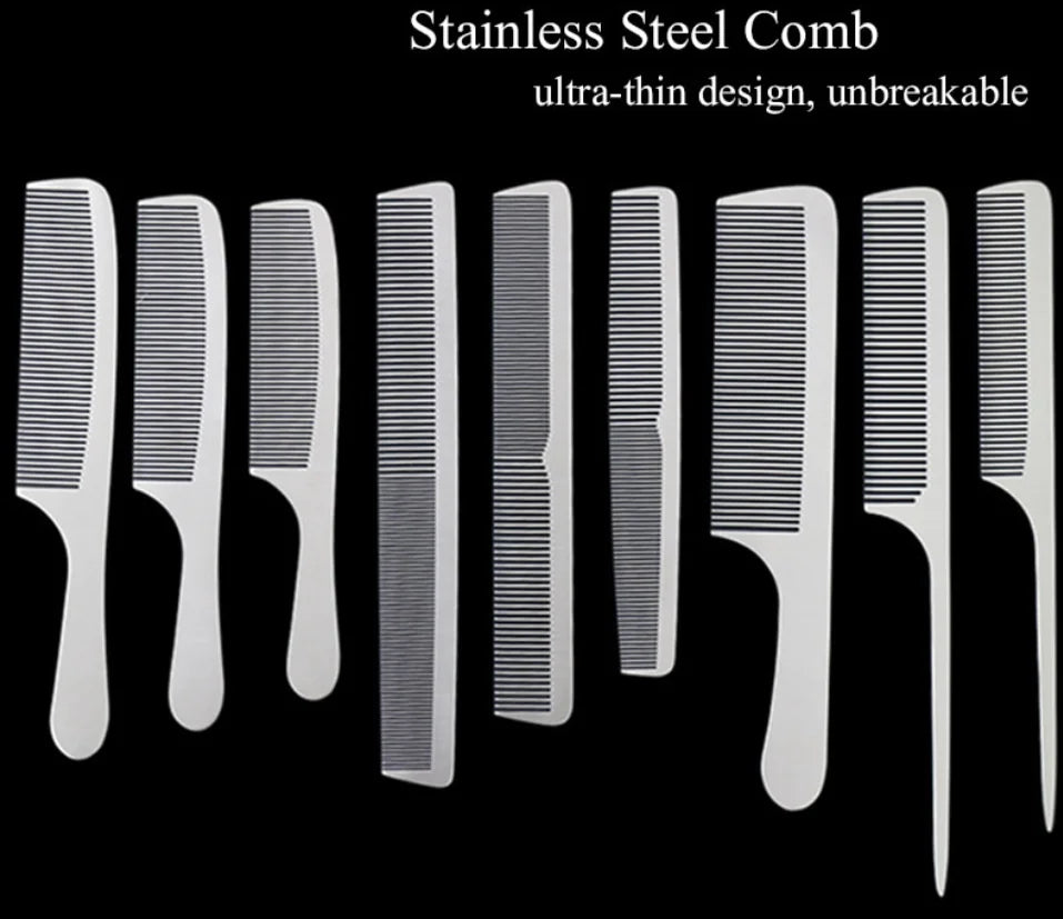 Stainless Steel Silver Barber Comb - PrimeX Collections