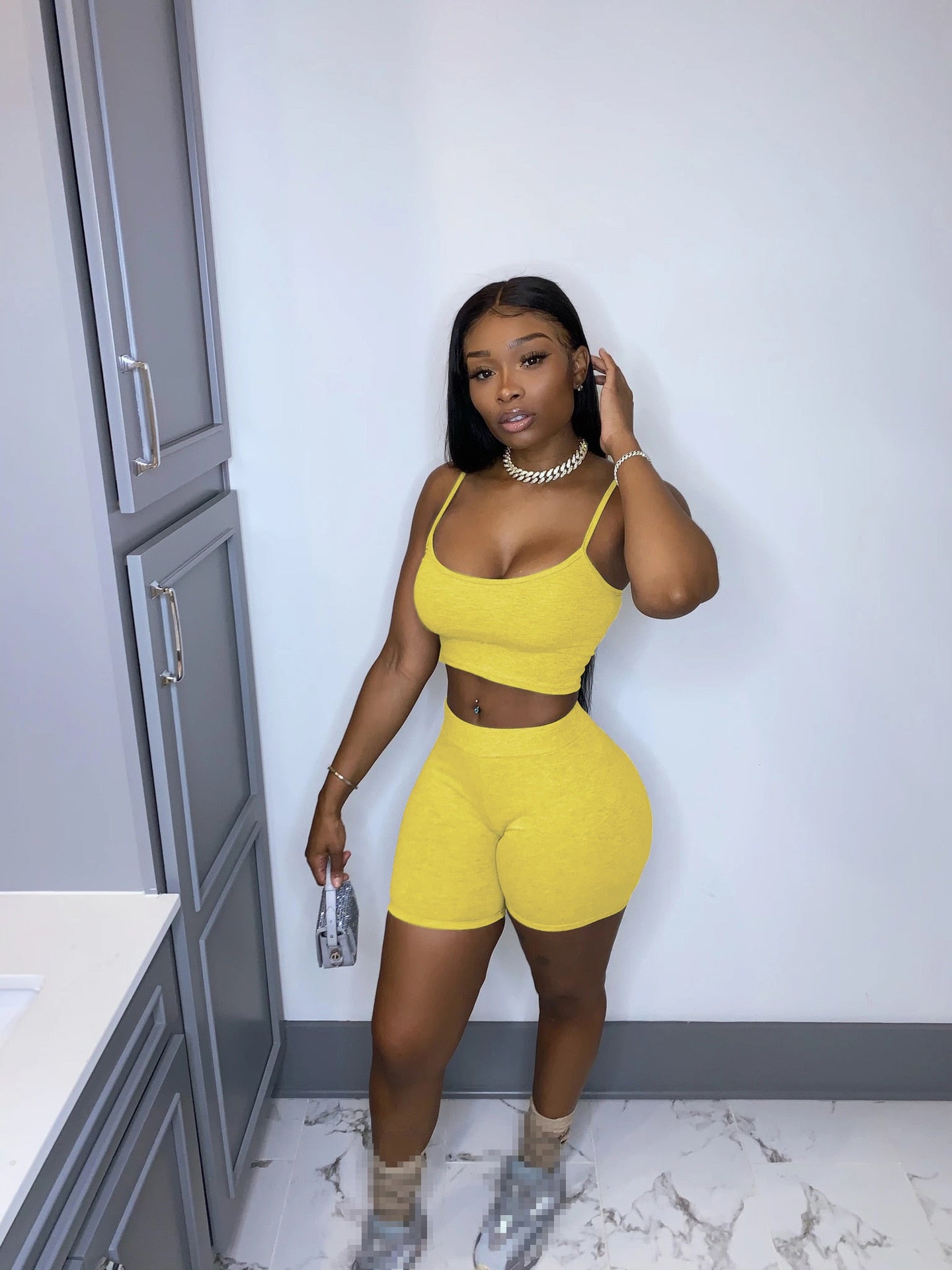 Crop Top Shorts Two Piece Set - PrimeX Collections