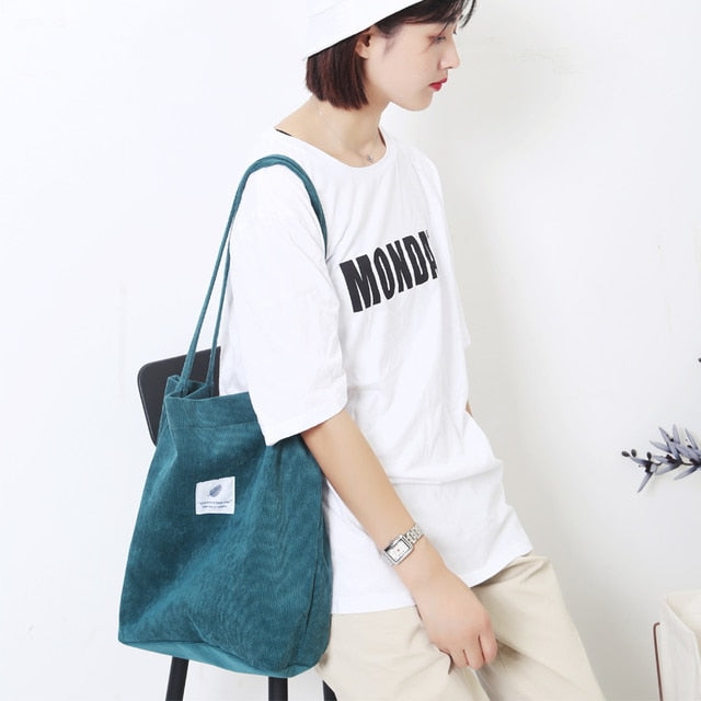 Women Corduroy Canvas Shoulder Bags - PrimeX Collections