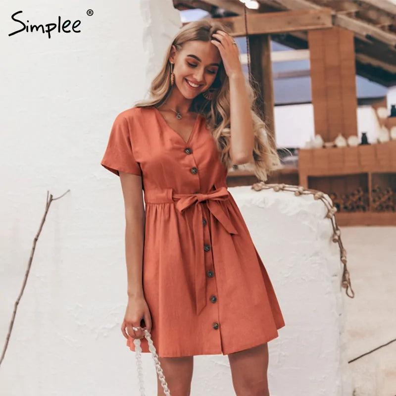 Short V-neck Summer Dresses - PrimeX Collections