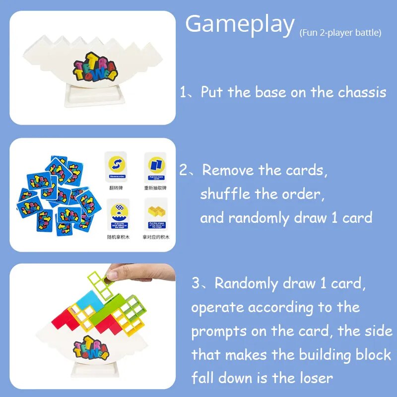 Stacking Blocks Tetra Tower Balance Game - PrimeX Collections