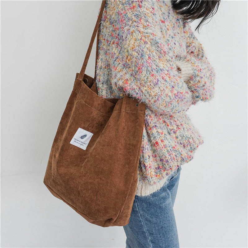 Women Corduroy Canvas Shoulder Bags - PrimeX Collections