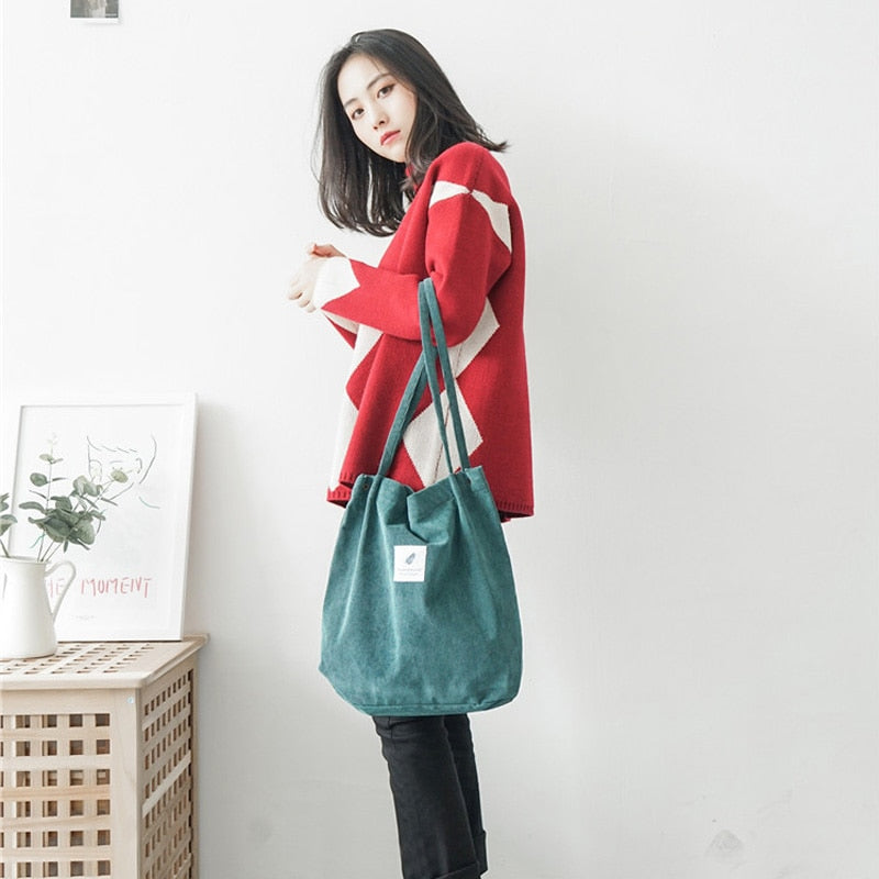 Women Corduroy Canvas Shoulder Bags - PrimeX Collections