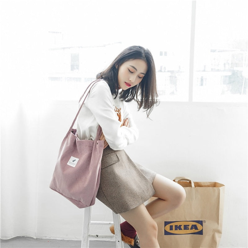 Women Corduroy Canvas Shoulder Bags - PrimeX Collections